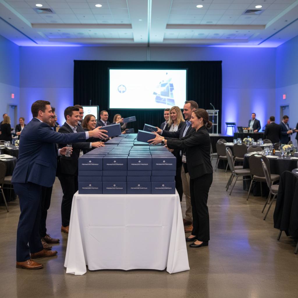 Corporate event with portfolio box gifting